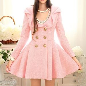 Aoisos Blush Pink Woolen Dress Coat